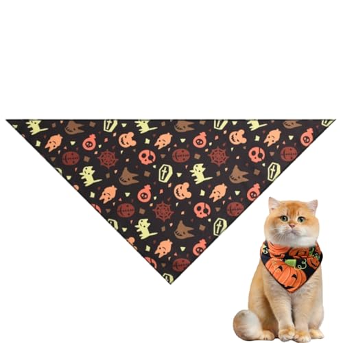 Halloween-Hundehalstuch, hochwertiges, strapazierfähiges, dreieckiges Wendetuch mit Geister-Designs für Jungen und Mädchen, kleine bis große Hunde und Katzen Halloween-Hundehalstuch, hochwertiges, strapazierfähiges, dreieckiges Wendetuch mit Geister-Designs für Jungen und Mädchen, kleine bis große Hunde und Katzen von Xusdamyj
