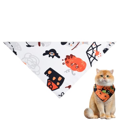 Halloween-Hundehalstuch, hochwertiges, strapazierfähiges, dreieckiges Wendetuch mit Geister-Designs für Jungen und Mädchen, kleine bis große Hunde und Katzen Halloween-Hundehalstuch, hochwertiges, strapazierfähiges, dreieckiges Wendetuch mit Geister-Designs für Jungen und Mädchen, kleine bis große Hunde und Katzen von Xusdamyj