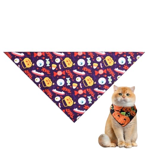 Halloween-Hundehalstuch, hochwertiges, strapazierfähiges, dreieckiges Wendetuch mit Geister-Designs für Jungen und Mädchen, kleine bis große Hunde und Katzen Halloween-Hundehalstuch, hochwertiges, strapazierfähiges, dreieckiges Wendetuch mit Geister-Designs für Jungen und Mädchen, kleine bis große Hunde und Katzen von Xusdamyj