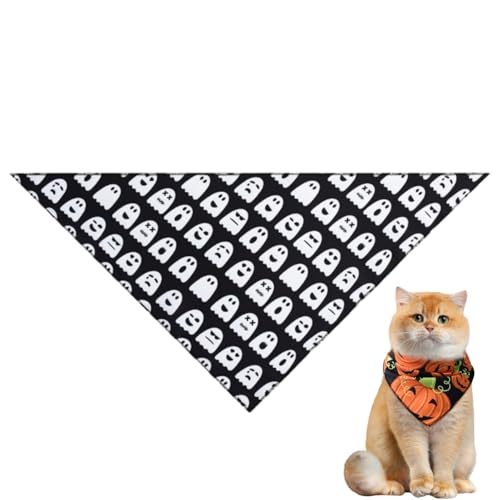 Halloween-Hundehalstuch, hochwertiges, strapazierfähiges, dreieckiges Wendetuch mit Geister-Designs für Jungen und Mädchen, kleine bis große Hunde und Katzen Halloween-Hundehalstuch, hochwertiges, strapazierfähiges, dreieckiges Wendetuch mit Geister-Designs für Jungen und Mädchen, kleine bis große Hunde und Katzen von Xusdamyj
