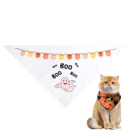 Halloween-Hundehalstuch, hochwertiges, strapazierfähiges, dreieckiges Wendetuch mit Geister-Designs für Jungen und Mädchen, kleine bis große Hunde und Katzen Halloween-Hundehalstuch, hochwertiges, strapazierfähiges, dreieckiges Wendetuch mit Geister-Designs für Jungen und Mädchen, kleine bis große Hunde und Katzen von Xusdamyj