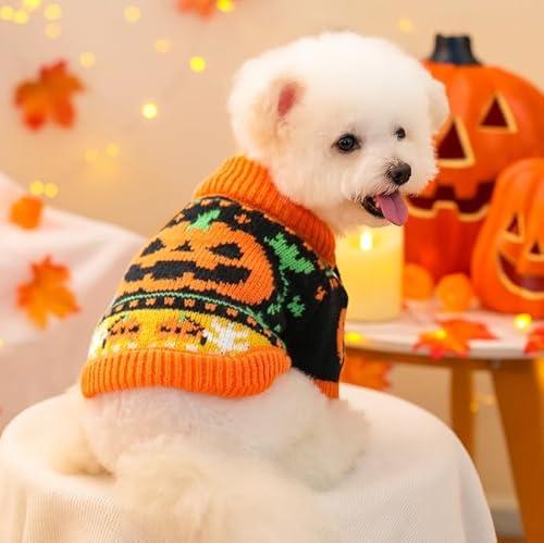Halloween-Hundepullover, Katzen-Kürbis-Strickkleidung, Kostüm, Haustier-Halloween-Pullover für Kätzchen, kleine Hunde Halloween-Hundepullover, Katzen-Kürbis-Strickkleidung, Kostüm, Haustier-Halloween-Pullover für Kätzchen, kleine Hunde von Xusdamyj