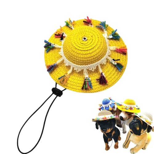 Sombrero-Hüte für Haustiere, verstellbar, Strohhut für Hunde und Katzen mit Bommelquaste für kleine und mittelgroße Haustiere, Halloween-Party-Kostüm Sombrero-Hüte für Haustiere, verstellbar, Strohhut für Hunde und Katzen mit Bommelquaste für kleine und mittelgroße Haustiere, Halloween-Party-Kostüm von Xusdamyj