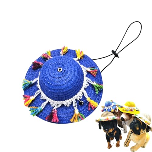 Sombrero-Hüte für Haustiere, verstellbar, Strohhut für Hunde und Katzen mit Bommelquaste für kleine und mittelgroße Haustiere, Halloween-Party-Kostüm Sombrero-Hüte für Haustiere, verstellbar, Strohhut für Hunde und Katzen mit Bommelquaste für kleine und mittelgroße Haustiere, Halloween-Party-Kostüm von Xusdamyj