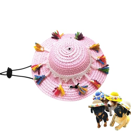 Sombrero-Hüte für Haustiere, verstellbar, Strohhut für Hunde und Katzen mit Bommelquaste für kleine und mittelgroße Haustiere, Halloween-Party-Kostüm Sombrero-Hüte für Haustiere, verstellbar, Strohhut für Hunde und Katzen mit Bommelquaste für kleine und mittelgroße Haustiere, Halloween-Party-Kostüm von Xusdamyj