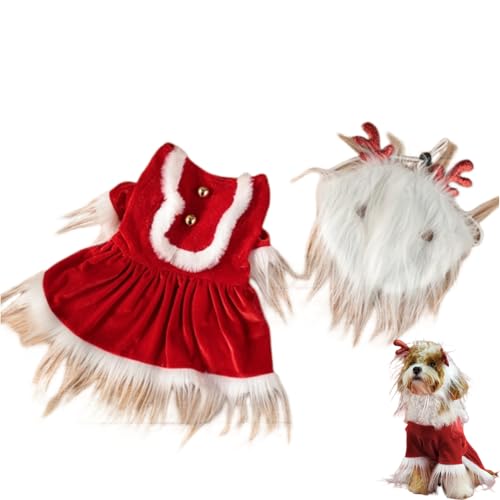 Weihnachtshund Kostüm pelzige Santa Outfit Haustier Wintermantel für kleine mittlere Hunde von Xusdamyj
