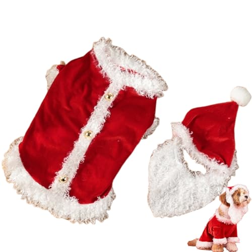 Weihnachtshund Kostüm pelzige Santa Outfit Haustier Wintermantel für kleine mittlere Hunde von Xusdamyj
