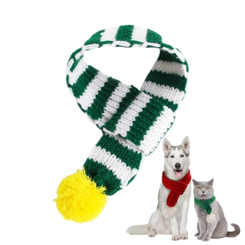 Weihnachtshund Strickschal mit Pompom Haustier Winter Hals Wärmer Kostüm für kleine mittlere große Hunde & Katzen von Xusdamyj