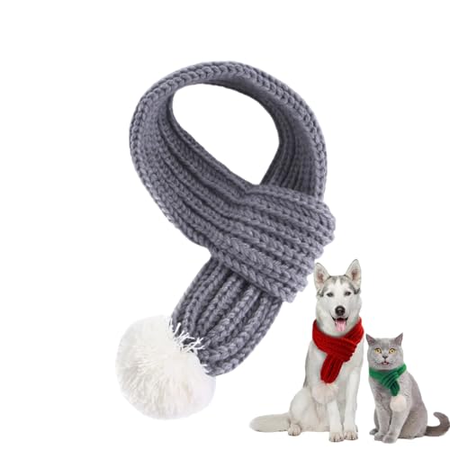 Weihnachtshund Strickschal mit Pompom Haustier Winter Hals Wärmer Kostüm für kleine mittlere große Hunde & Katzen von Xusdamyj