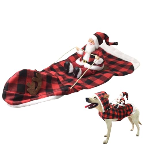 Weihnachtsmann Hund Reiten Kostüm Weihnachten Haustier Kleidung für kleine mittlere große Hunde Katzen von Xusdamyj