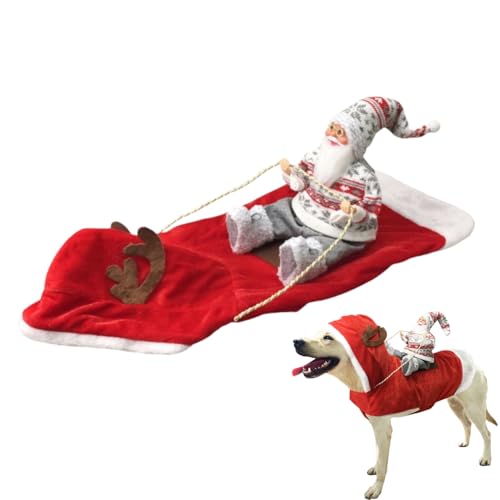 Weihnachtsmann Hund Reiten Kostüm Weihnachten Haustier Kleidung für kleine mittlere große Hunde Katzen von Xusdamyj