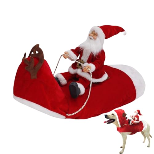 Weihnachtsmann Hund Reiten Kostüm Weihnachten Haustier Kleidung für kleine mittlere große Hunde Katzen Weihnachtsmann Hund Reiten Kostüm Weihnachten Haustier Kleidung für kleine mittlere große Hunde Katzen von Xusdamyj