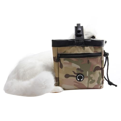 Xusdamyj Hund behandeln Beutel, tragbare Haustier Training Tasche mit Gürtel Clip und Poop Bag Dispenser, Handsfree Snack Beutel für Hunde Training, Spaziergänge & Outdoor Gebrauch von Xusdamyj