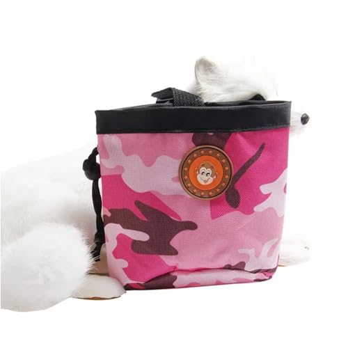 Xusdamyj Hund behandeln Beutel, tragbare Haustier Training Tasche mit Gürtel Clip und Poop Bag Dispenser, Handsfree Snack Beutel für Hunde Training, Spaziergänge & Outdoor Gebrauch von Xusdamyj
