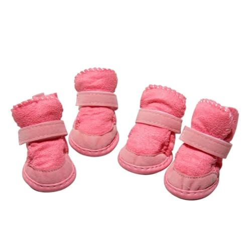 Xusdamyj Hundeschuhe Hunde-Schneestiefel, rutschfest, warm, für kleine und mittelgroße Hunde (Rosa - S) von Xusdamyj