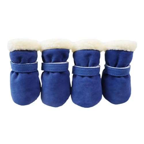 Xusdamyj Winter Hundeschuhe Pfotenschutz, Plüsch Hundestiefel, Hund Schneestiefel, Blau, M von Xusdamyj