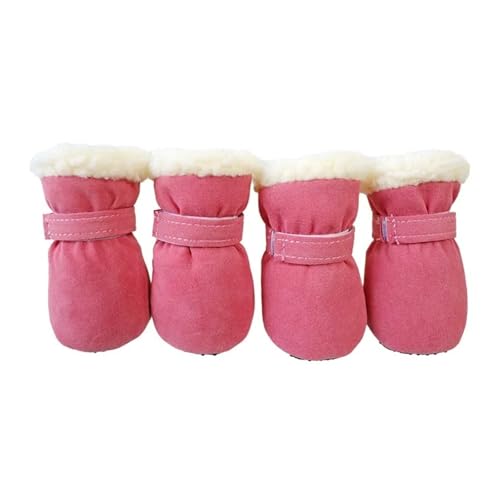 Xusdamyj Winter Hundeschuhe Pfotenschutz, Plüsch Hundestiefel, Hund Schneestiefel, Rosa, S von Xusdamyj