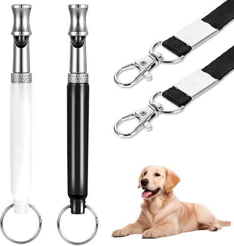 Xuxuejing Leise Hundepfeife gegen Bellen, Hundebellen, Hundetrainingspfeife mit Umhängeband für Rückruf und Verhaltenskorrektur, verstellbare Ultraschall-Hundepfeife, 2 Stück von Xuxuejing