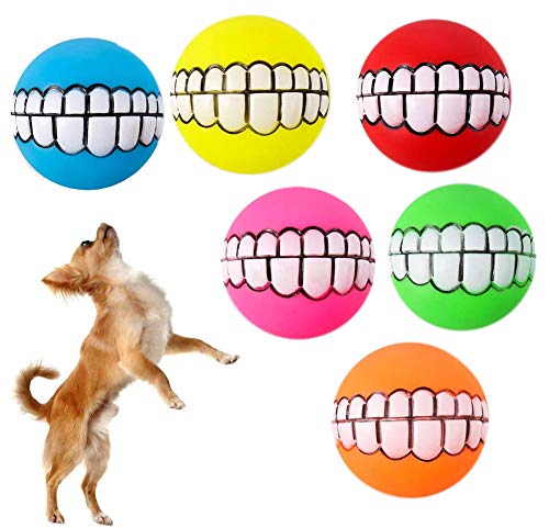 Xuyuehengqdd Hunde-Ball, Gummi-Kauball-Spielzeug, quietschendes Spielzeug für kleine, mittelgroße und große Hunde, 6 Stück Xuyuehengqdd Hunde-Ball, Gummi-Kauball-Spielzeug, quietschendes Spielzeug für kleine, mittelgroße und große Hunde, 6 Stück von Xuyuehengqdd