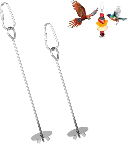 Xuzhengyang 2 Stück Vogelkäfig Futterhalter Edelstahl Papagei Obst Schnur mit Haken Vogel Obst Futterspender Vogelbedarf Futtersuche Spielzeug von Xuzhengyang