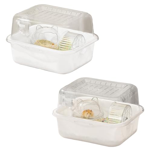 2 Set Hamsterkäfig Aus Transparentem Acryl, Zwerghamsterkäfig, Transparenter Lebensraum, Hamsterhaus Für Rennmäuse, Mäuse Und Andere Kleintiere, Inklusive Wasserflasche, Laufrad von Xvilmaun