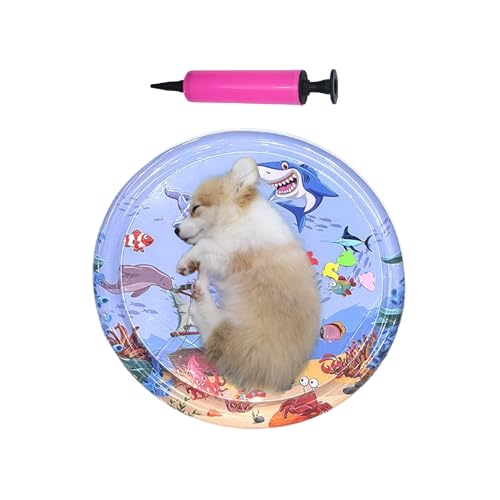Xvilmaun Katzen Wassermatte Mit Fisch, Rundes Interaktives Wasserspielzeug, Spielkissen für Boden, Spiel, Schlafen, Pool, Kinderzimmer, Schwimmen, Sommer, Camping, Reisen und Outdoor-Aktivitäten von Xvilmaun