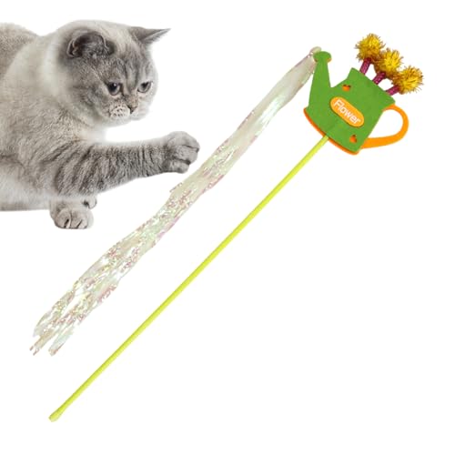 Xvilmaun Katzenstab, Katzen Teaser - Katzen Teaser String Spielzeug | Interaktive Bewässerung kann Haustierversorgungen Quasten farbenfrohes Federspiel für Kätzchen & Übungen Formen von Xvilmaun