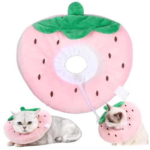 Katze weicher Kegel, niedliche Erdbeeren Katzenkegelkragen, Verstellbarer Wiederherstellungskragen mit Kordelkordel, Bequeme Baumwollkegel, um Nicht mehr für Wundheilung zu lecken, groß Katze weicher Kegel, niedliche Erdbeeren Katzenkegelkragen, Verstellbarer Wiederherstellungskragen mit Kordelkordel, Bequeme Baumwollkegel, um Nicht mehr für Wundheilung zu lecken, groß von Xweptuy