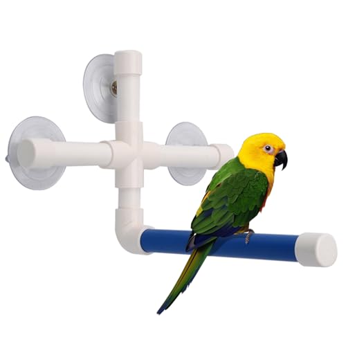 Xweptuy Vogeldusche Barch mit Saugnäpfeln, Plastikrohr-Vogelständer für Papageien, Mehrzweck-Vogel-Barsch-Käfigzubehör für Vogel, Kakadu, Ara, Papagei, Sicht von Xweptuy