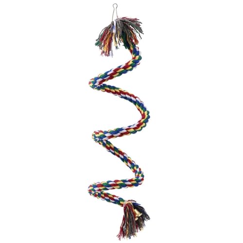 Xweptuy Vogelperch für Käfig, 59 Zoll Flexible Spiral Seilseil mit hängenden Haken, einfache Installation von Bungee -Seilstange entwickelt die Koordination und das Gleichgewicht der Vögel. von Xweptuy