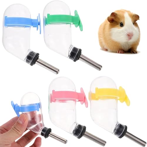 Xweptuy 4pcs Hamster Wasserflasche für Glastank, 60 ml Kaninchenwasserflasche, Autospeiser hängende Kunststoff-Meerschweinchen-Wasserflasche mit Schnalle für Käfige, Kisten von Xweptuy
