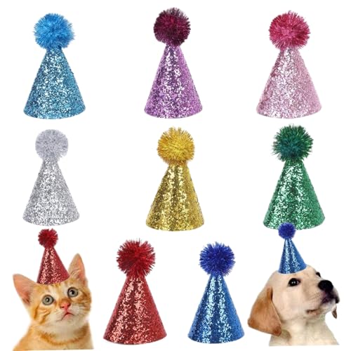 Xweptuy 8pcs Mini Party Hüte, 3, 2 x 5, 1 Zoll Leder Verstellbares, glänzender Hundeparty Hut, Wiederverwendbare Katzengeburtstagdekorationen für Welpen, Kätzchen Geburtstagsgeschenk Xweptuy 8pcs Mini Party Hüte, 3, 2 x 5, 1 Zoll Leder Verstellbares, glänzender Hundeparty Hut, Wiederverwendbare Katzengeburtstagdekorationen für Welpen, Kätzchen Geburtstagsgeschenk von Xweptuy