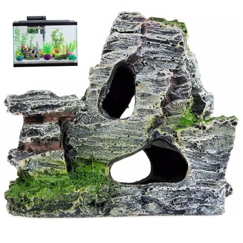 Xweptuy Aquariumhöhle, Harz Reptile Felsstein, 3,5x2x3.9 Schlangenblenden, Simulation Felshöhle Versteck für Schildkröten Eidechsen Schlangen Krabben Krabben, Fischtank -Terrarium -Dekor von Xweptuy