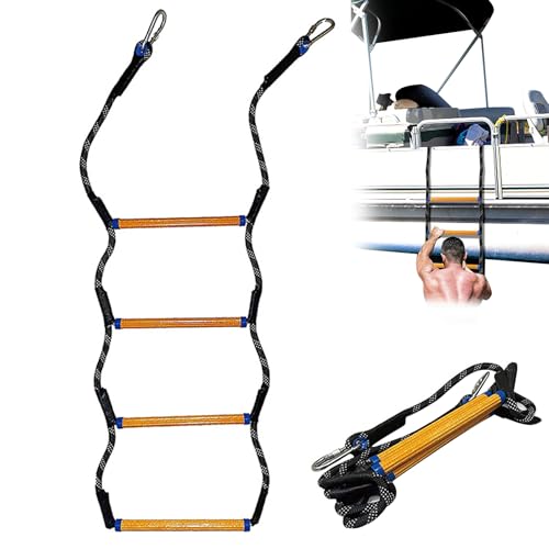Xweptuy Bootsseilleiter, 43, 3 4 Stufen Heavy Duty Seilleiter mit Edelstahlriegel Haken, Nicht -Slip -Stiefboot zum Angeln, RV Xweptuy Bootsseilleiter, 43, 3 4 Stufen Heavy Duty Seilleiter mit Edelstahlriegel Haken, Nicht -Slip -Stiefboot zum Angeln, RV von Xweptuy