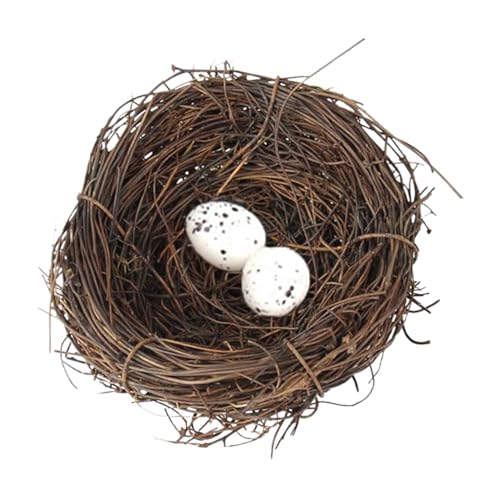 Fake Bird Nest, simuliert Rattan gewebte Vögel Nest, Natrual realistische 4 -Zoll -Vogelnester mit 2 Vogeleiern für Garten Yard Home Party Osterndekoration von Xweptuy