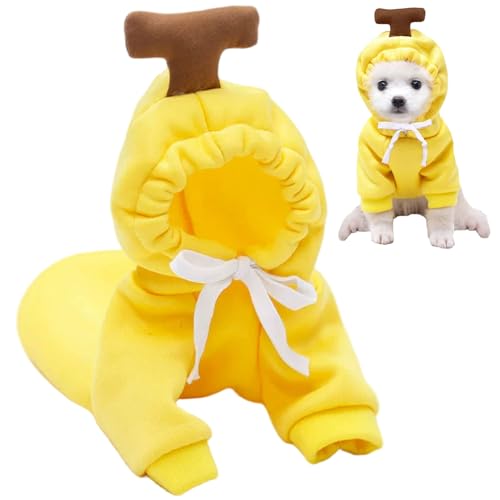 Xweptuy Hundehöfen, Bananenhund-Sweatshirt mit Kordelkordelhaube, Winter warme Haustierkleidung für 3-4, 5 kg Haustiere von Xweptuy