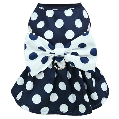 Xweptuy Hundekabelbaumkleid, Gepunktete Muster Falten-Hundekleid mit Retro-Bogen, atmungsaktive Welpenkleidung mit Knopf, Hundeoutfits für 1, 25-2 kg Hund von Xweptuy