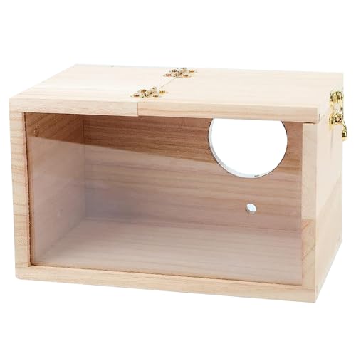 Xweptuy Vogelnistkiste, transparente Holzbrüftelschachtel mit Nachahmungszweig, 5x5x8 umweltfreundliches Vogelhaus für die Brutschachtel für Papageien Lovebirds Blockierfleisches Finches von Xweptuy