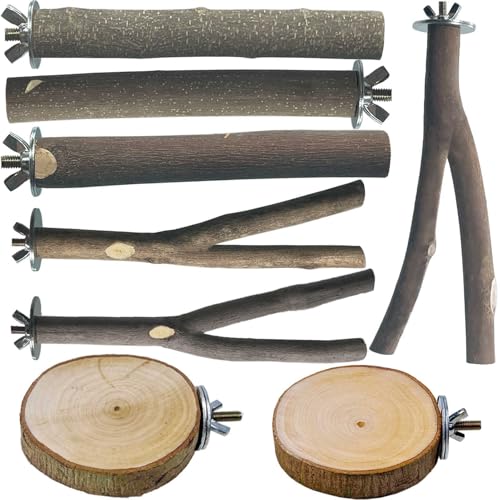 Vogel-Sitzstangen aus Naturholz, für Käfig, 5 Stück Papageien-Rattan-Kugeln, Holz-Sitzstangen zum Aufhängen, mehrere Äste, Hängematten-Schaukelspielzeug für Sittiche, Wellensittiche, Nymphensittiche Vogel-Sitzstangen aus Naturholz, für Käfig, 5 Stück Papageien-Rattan-Kugeln, Holz-Sitzstangen zum Aufhängen, mehrere Äste, Hängematten-Schaukelspielzeug für Sittiche, Wellensittiche, Nymphensittiche von Xxmbbjy