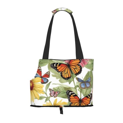 Haustier-Tragetasche, Motiv: Frühlingsschmetterling und Blumen, weiche Seiten, tragbar, für Katzen und kleine Hunde Haustier-Tragetasche, Motiv: Frühlingsschmetterling und Blumen, weiche Seiten, tragbar, für Katzen und kleine Hunde von Xzeit