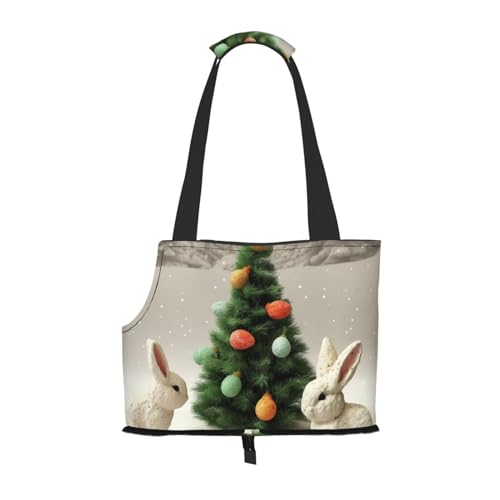 Haustier-Tragetasche, Motiv: Rubbits und Weihnachtsbaum, weiche Seiten, tragbar, Wateroroof Haustier-Reisetasche für Katzen und kleine Hunde von Xzeit