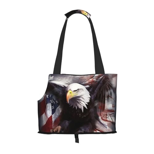 Haustier-Tragetasche mit amerikanischer Adler-Flagge, weiche Seiten, tragbar, wasserdicht, für Katzen und kleine Hunde von Xzeit