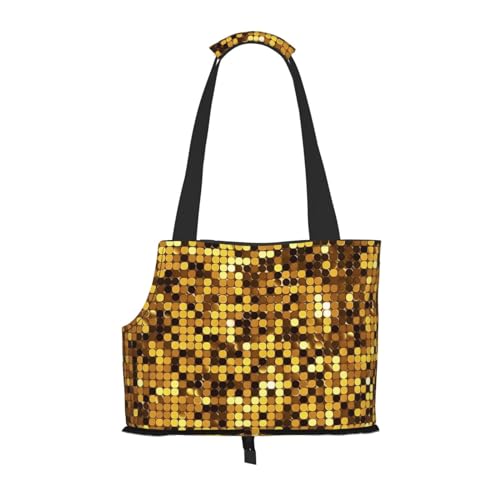 Haustier-Tragetasche mit goldenen Pailletten, mit weichen Seiten, tragbar, für Katzen und kleine Hunde Haustier-Tragetasche mit goldenen Pailletten, mit weichen Seiten, tragbar, für Katzen und kleine Hunde von Xzeit