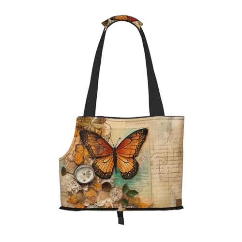 Tragetasche für Katzen und kleine Hunde, Vintage-Sommer-Motiv, mit Schmetterling-Aufdruck, weiche Seiten, tragbar, Wateroroof Tragetasche für Katzen und kleine Hunde, Vintage-Sommer-Motiv, mit Schmetterling-Aufdruck, weiche Seiten, tragbar, Wateroroof von Xzeit