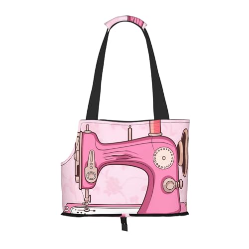 Tragetasche für Katzen und kleine Hunde mit Nähmaschinen-Druck, weiche Seiten, tragbar, wasserdicht, Vintage-Stil, Rosa Tragetasche für Katzen und kleine Hunde mit Nähmaschinen-Druck, weiche Seiten, tragbar, wasserdicht, Vintage-Stil, Rosa von Xzeit