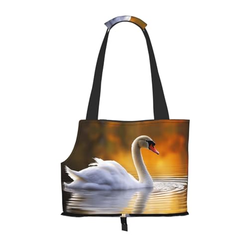 Tragetasche für Katzen und kleine Hunde mit Schwanenmotiv, weiche Seiten, tragbar, wasserdicht, Weiß Tragetasche für Katzen und kleine Hunde mit Schwanenmotiv, weiche Seiten, tragbar, wasserdicht, Weiß von Xzeit