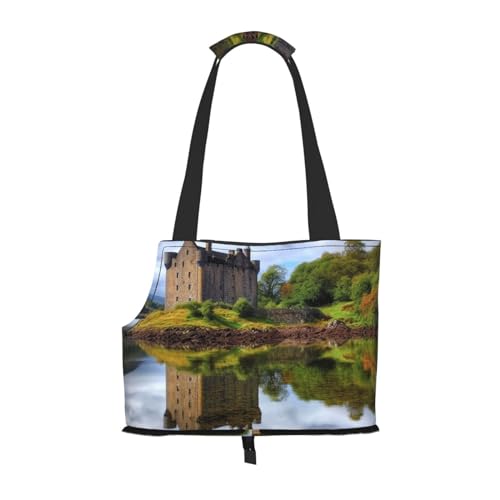 Transporttasche für Katzen und kleine Hunde, Motiv: Schottland Castle, Wassersee, weich, tragbar, Wateroroof von Xzeit