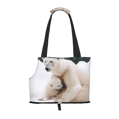 Transporttasche für Katzen und kleine Hunde mit Eisbär-Motiv, weiche Seiten, tragbar, wasserfest von Xzeit