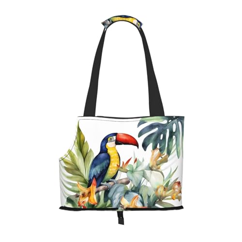 Transporttasche für Katzen und kleine Hunde mit tropischen Blättern und Vögeln, weiche Seiten, tragbar, Wateroroof von Xzeit
