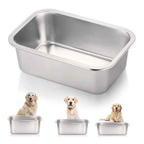 1 x Edelstahl-Hundenapf, große Kapazität, Wassertrog, sturzsicher und leicht zu reinigen, für große Hunde (L) von XzhixiangKing